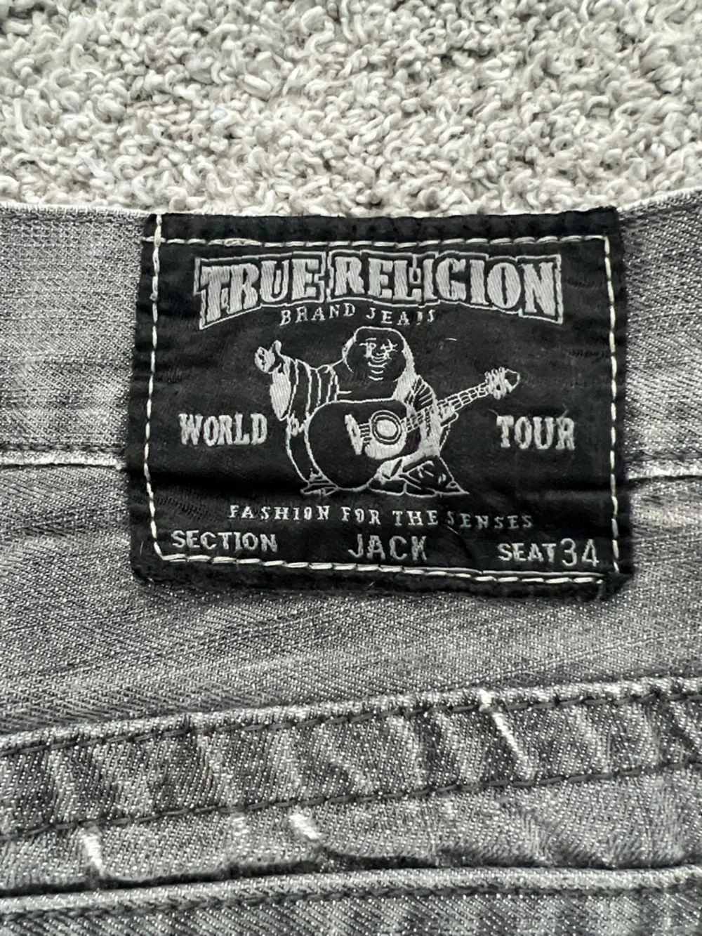 Rare True Religion Jack Men's Distressed Gray Black Jeans Straight Fit - Size 34
